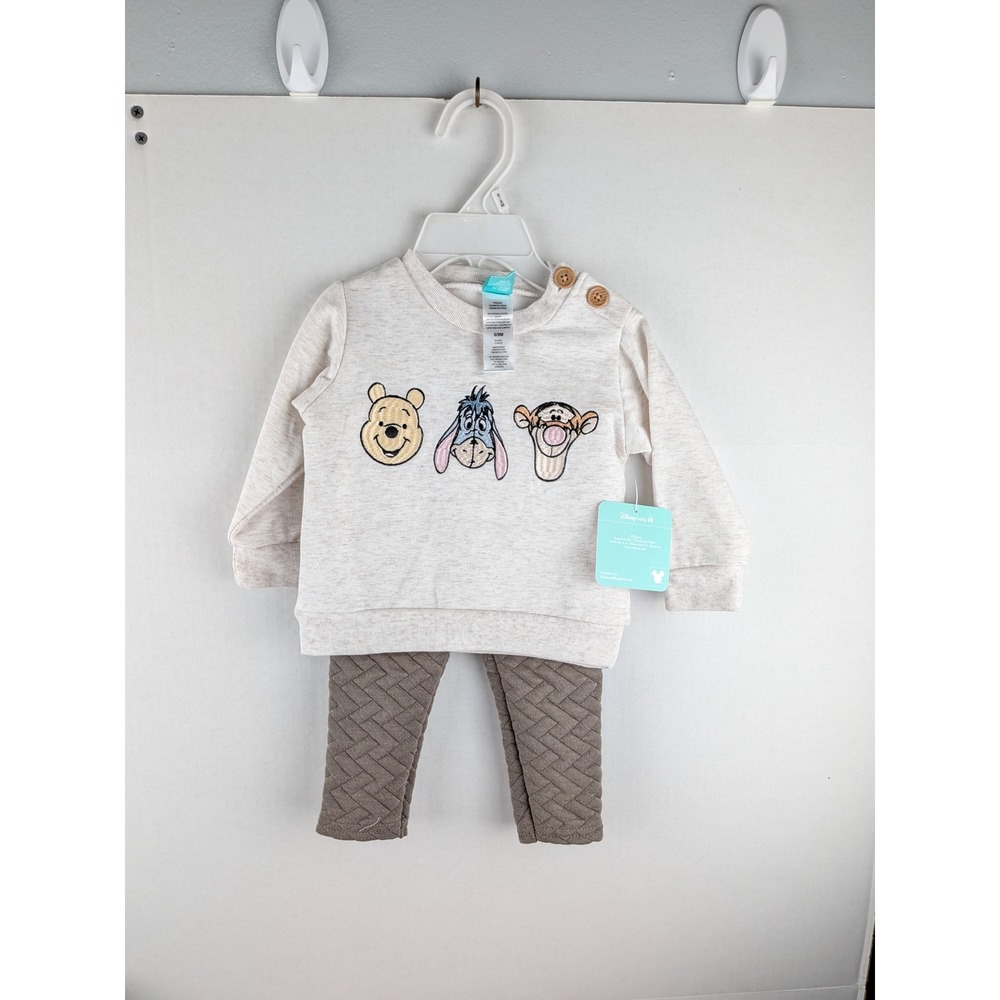 Disney Baby Winnie the Pooh Eeyore Tigger Outfit Set Sweatshirt Pants Kids 6-9M